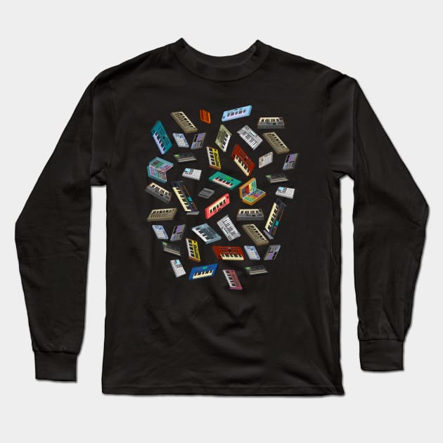 Synthesizer Pixel Art for Electronic Musician Long Sleeve T-Shirt by Mewzeek_T